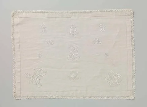 Embroidery patch of linen. Embroidery patch of white yarn on linen. The em... Stock Photos