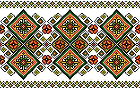 Embroidery pattern. Design by printing, carpet retro, geometric, wallpaper,.. 스톡 일러스트