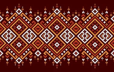 Embroidery pattern geometric design. Ethnic pattern. Design by retro, geome.. Stock Illustration