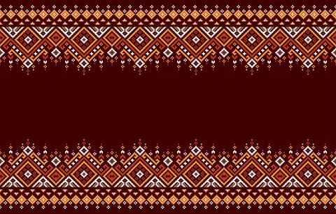 Embroidery pattern geometric ethnic. Design by aztec, cross-stitch, carpet .. Stock Illustration