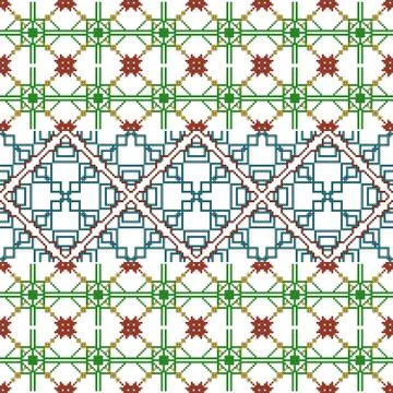 For embroidery pattern, made of  pixels. 스톡 일러스트