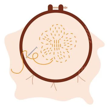 Embroidery ring. Knitting tool. Hobby time, handmade things Stock Illustration