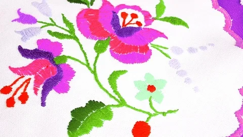 Embroidery on rotating plate seamless looping hd background cover video Stock Footage 107615357
