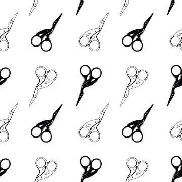 Embroidery scissors seamless pattern. Small Crane Scissors backdrop Stockillustratie