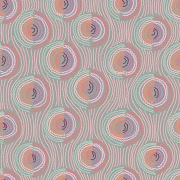 Embroidery Seamless pattern. Circles in hand made style 스톡 일러스트