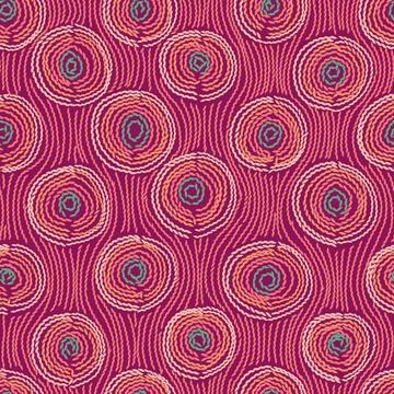 Embroidery Seamless pattern. Circles in hand made style Stock Illustration