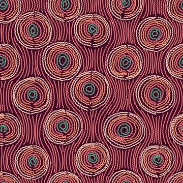 Embroidery Seamless pattern. Circles in hand made style Ilustración de archivo