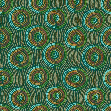 Embroidery Seamless pattern. Circles in hand made style イラスト素材