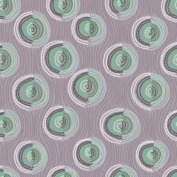 Embroidery Seamless pattern. Circles in hand made style Illustrazione stock
