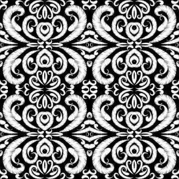 Embroidery seamless pattern. Stock Illustration