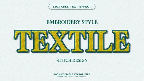 Embroidery stitch editable text effect template textile style Illustrazione stock