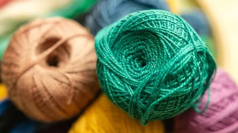 Embroidery Thread Balls Close Up Macro Shot Stock Photos