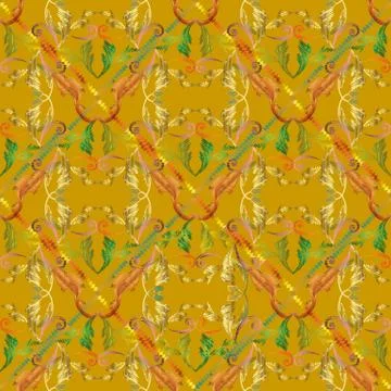 Embroidery vector seamless pattern. Colorful floral grunge backg Stock Illustration