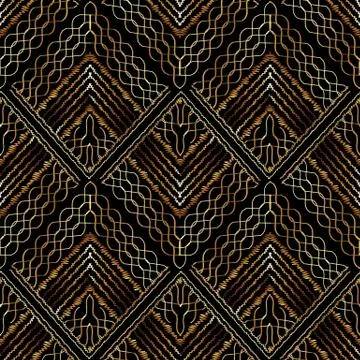 Embroidery vector seamless pattern. Tapestry geometric lace background . Grun イラスト素材