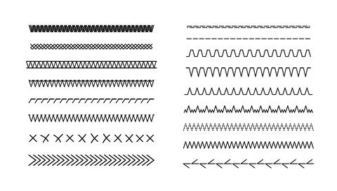 Embroidery vector stitch patterns with geometric lines and borders. Vector Stock Illustration