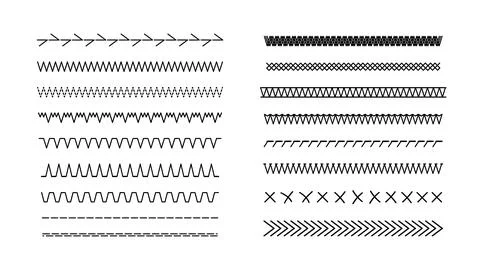 Embroidery vector stitch patterns with geometric lines and borders. Vector イラスト素材