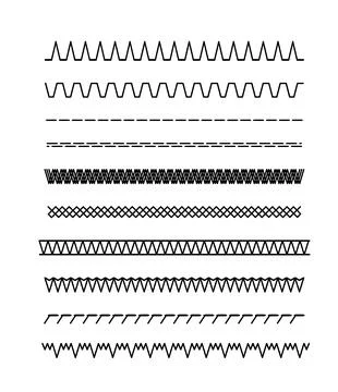 Embroidery vector stitch patterns with geometric lines and borders. Vector 스톡 일러스트