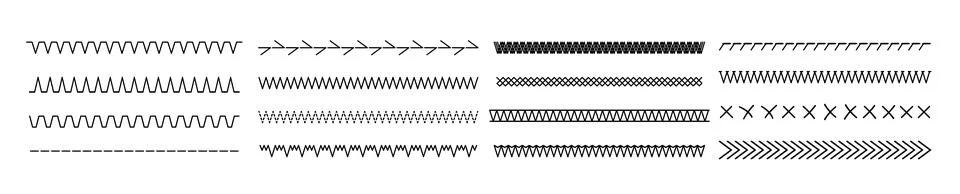 Embroidery vector stitch patterns with geometric lines and borders. Vector Stock Illustration