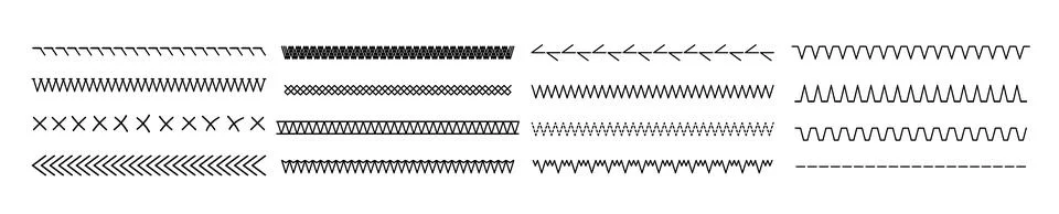 Embroidery vector stitch patterns with geometric lines and borders. Vector Stock Illustration