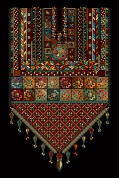 Embroidery vector Tatreez template Palestinian fashion neck ornament Stock Illustration