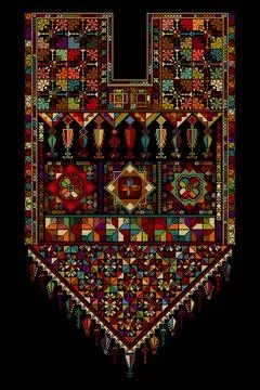 Embroidery vector Tatreez template Palestinian fashion neck ornament Stock Illustration