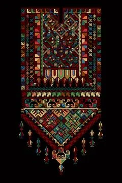 Embroidery vector Tatreez template Palestinian fashion neck ornament Stock Illustration