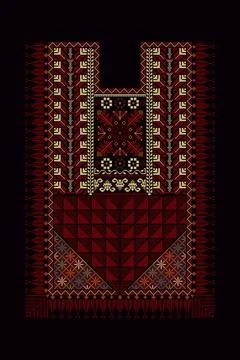 Embroidery vector Tatreez template, Palestinian fashion neck ornament Stock Illustration