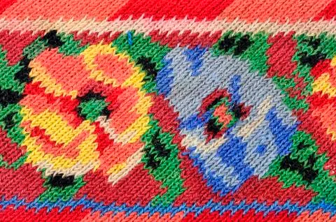 Embroidery with woolen threads Stock Photos