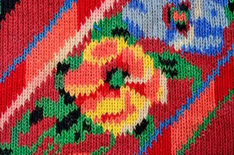 Embroidery with woolen threads Stock Photos