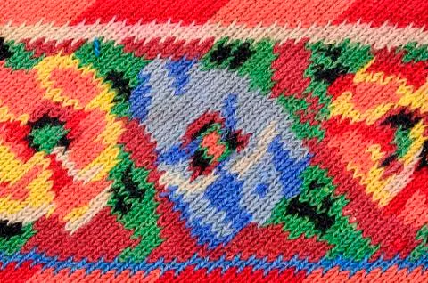 Embroidery with woolen threads Stock Photos