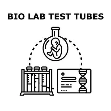 Embryo developing in lab test tube with dna analysis Stock Illustration