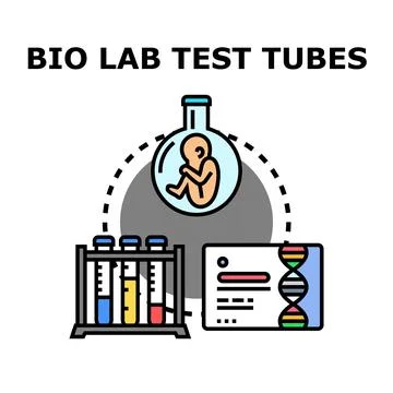 Embryo developing in lab test tube with dna analysis Stock-Illustration