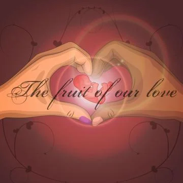 An embryo surrounded by a heart. Stock Illustration