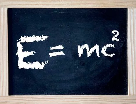 Emc , Einstein theory of relativity written on black board Stock Photos