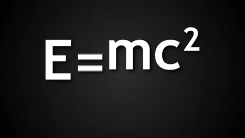 E=mc2 Albert Einsteins physical formula are on black background, mass-energy Stock Footage 106547654