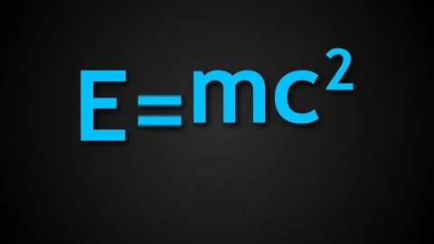 E=mc2 Albert Einsteins physical formula are on black background, mass-energy Stock Footage 106547840