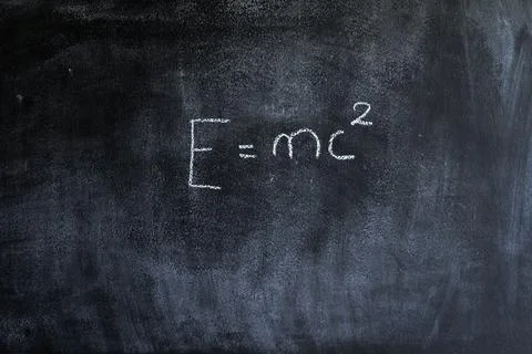 E=mc2 on chalkboard. Stock Photos