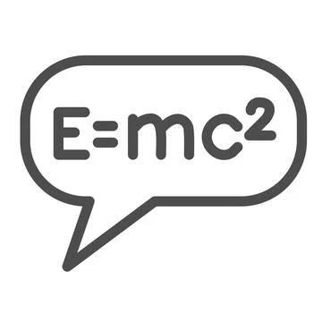 Emc2 formula in popup window, physics line icon, education concept, Einstein Stock Illustration