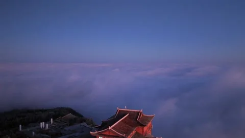 Emei Mountain Sea of Clouds Drone Vídeos de archivo 334092971