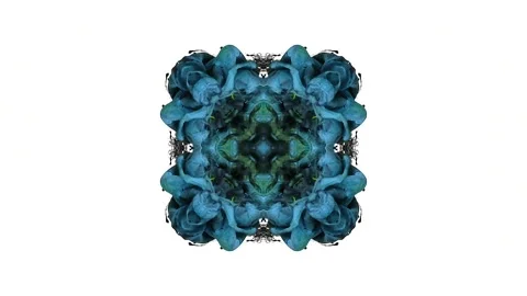 Emerald and aqua ink spreads into a four-point compass shape Stock Footage 338103790