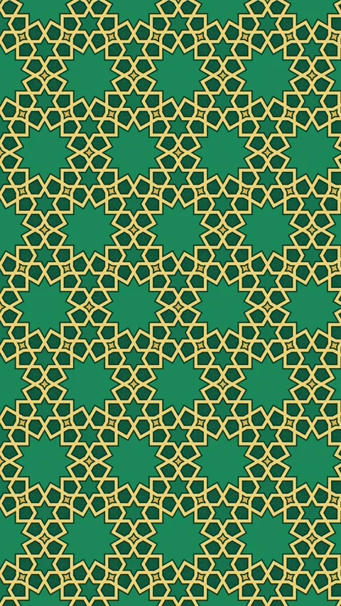 Emerald and gold Islamic rosette pattern building itself - seamless loop Stock Footage 347498235