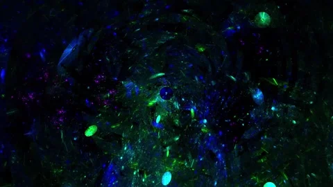 Emerald and Sapphire Particles Drifting Through a Dark Cosmic Space Stock Footage 346155132