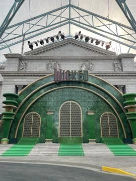 Emerald City Scene at Universal Studios Singapore for Wicked Movie Promotion Stock Photos
