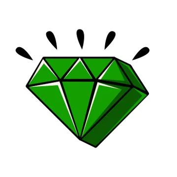 Emerald crystal of a diamond shape, vector comic illustration 库存插图
