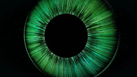 Emerald crystal iris shards macro eye scanner security seamless loop Stock Footage 343050809
