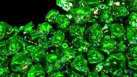 Emerald crystals falling from the top filling up the volume rendered in UHD Stock-Footage 270403635