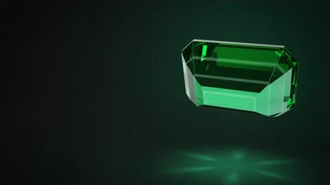 Emerald Cut Green Gemstone Rotating on Studio Turntable Seamless Loop 库存影片 347279912