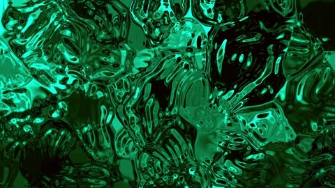 Emerald Cyan Liquid Metal Flowing Texture Loop Stock Footage 343457419