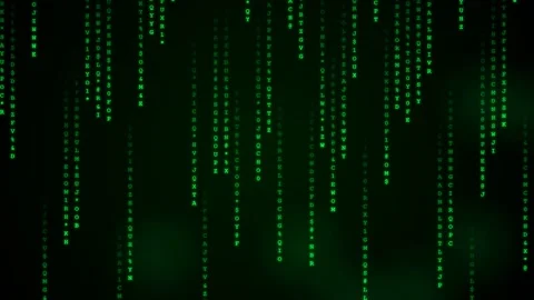 Emerald digital matrix rain stream animation Stock Footage 346585512