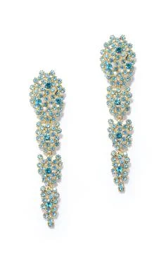 Emerald earrings on a white background Stock Photos